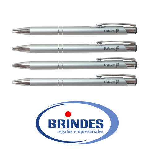 Boligrafo Plateado con logo